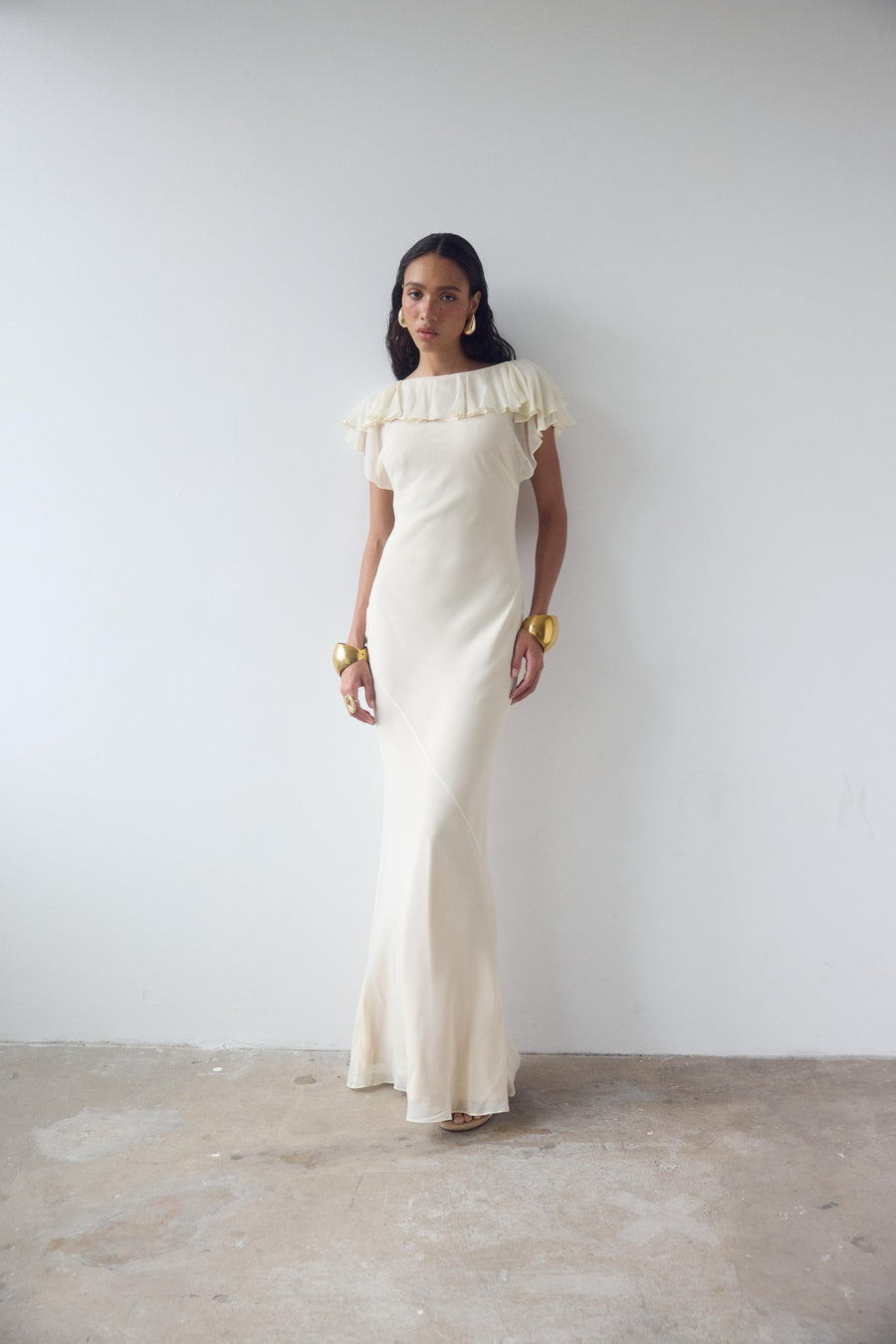 SUESTADO MAXI DRESS IN CREAM GEORGETTE