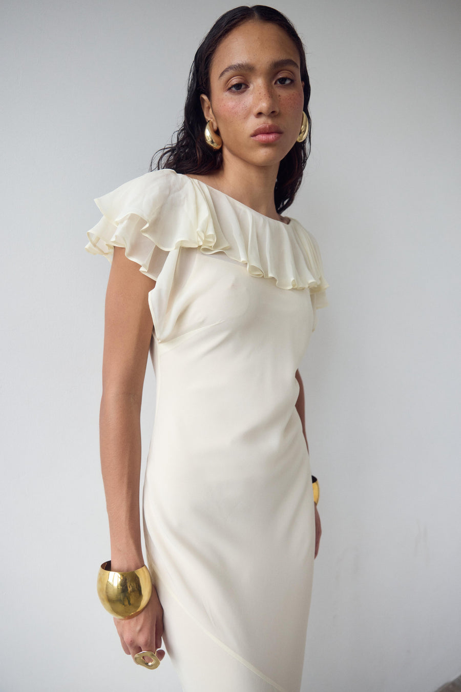 SUESTADO MAXI DRESS IN CREAM GEORGETTE