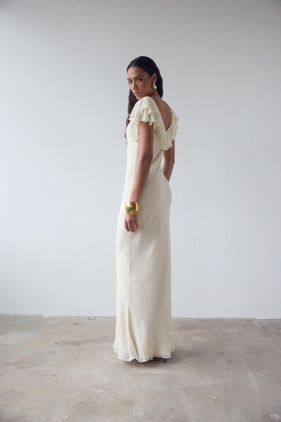 SUESTADO MAXI DRESS IN CREAM GEORGETTE