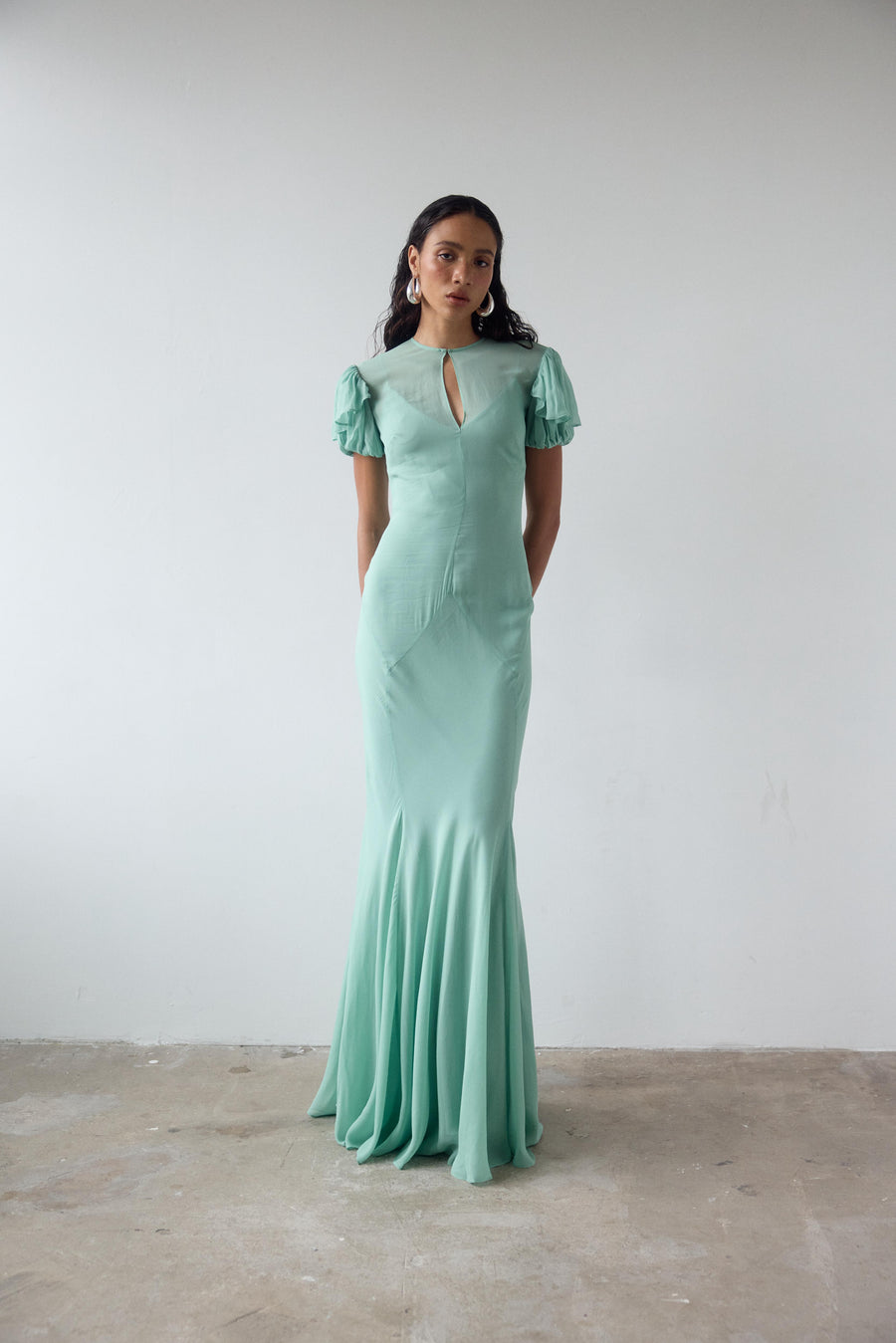 SUMATRA MAXI DRESS IN SEA GREEN GEORGETTE