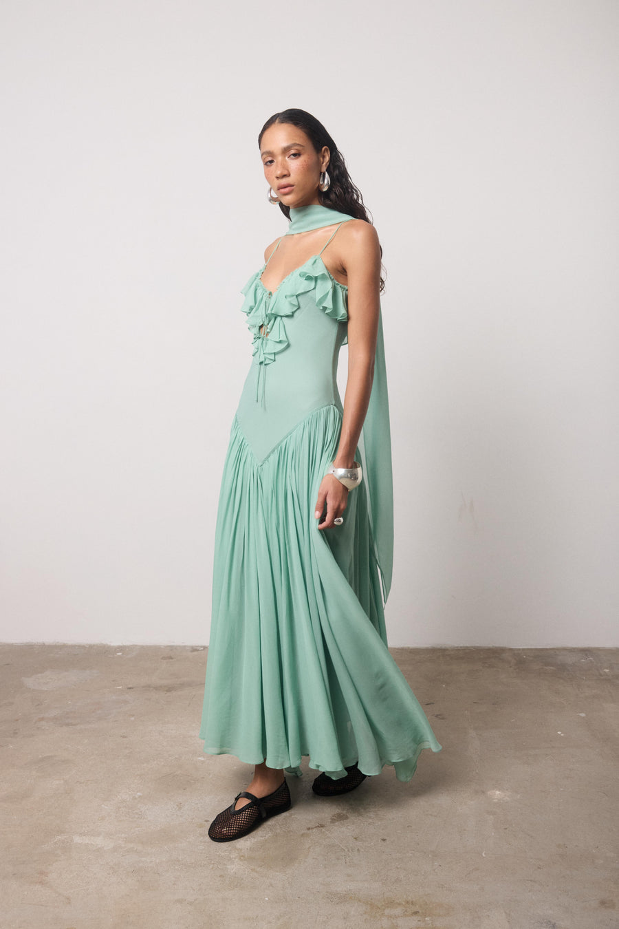 HARMATTAN MIDI DRESS IN SEA GEORGETTE