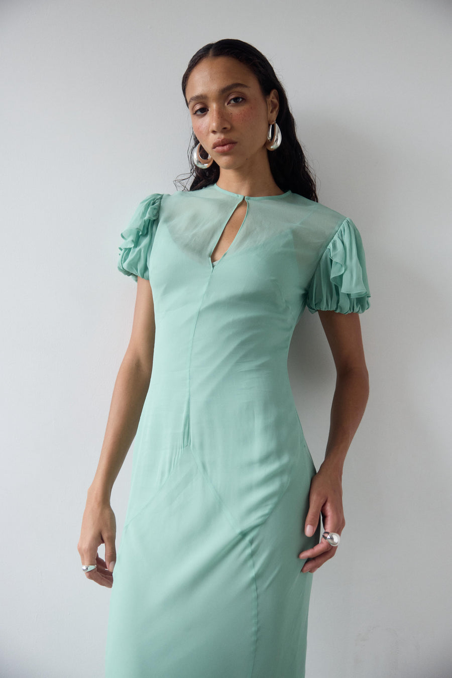SUMATRA MAXI DRESS IN SEA GREEN GEORGETTE