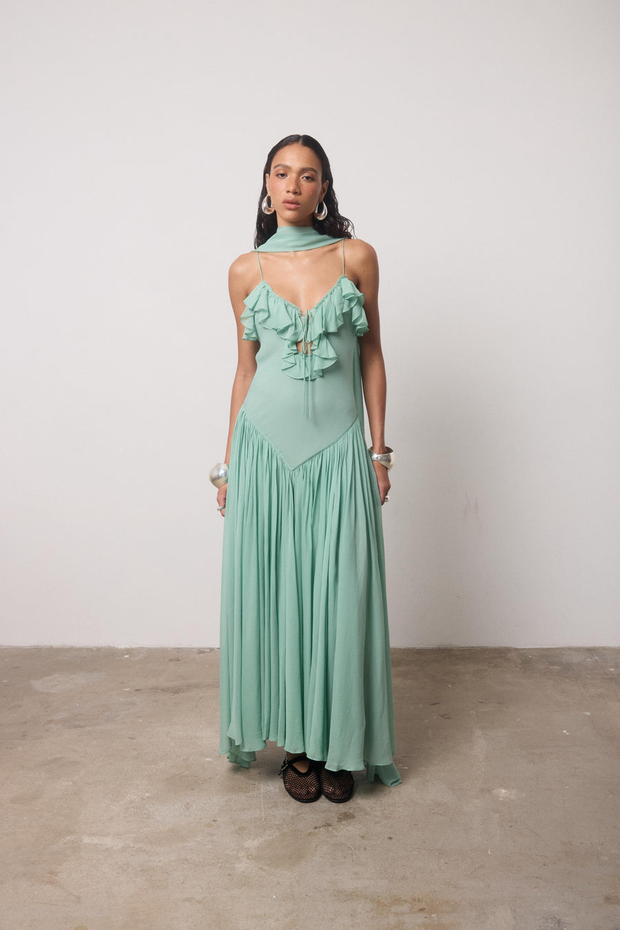 HARMATTAN MIDI DRESS IN SEA GEORGETTE