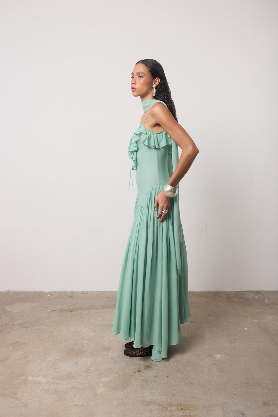 HARMATTAN MIDI DRESS IN SEA GEORGETTE