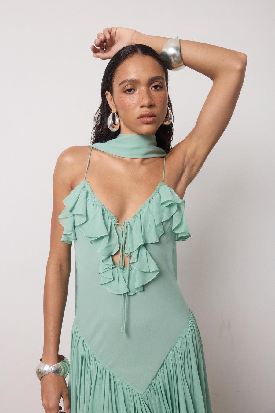 HARMATTAN MIDI DRESS IN SEA GEORGETTE