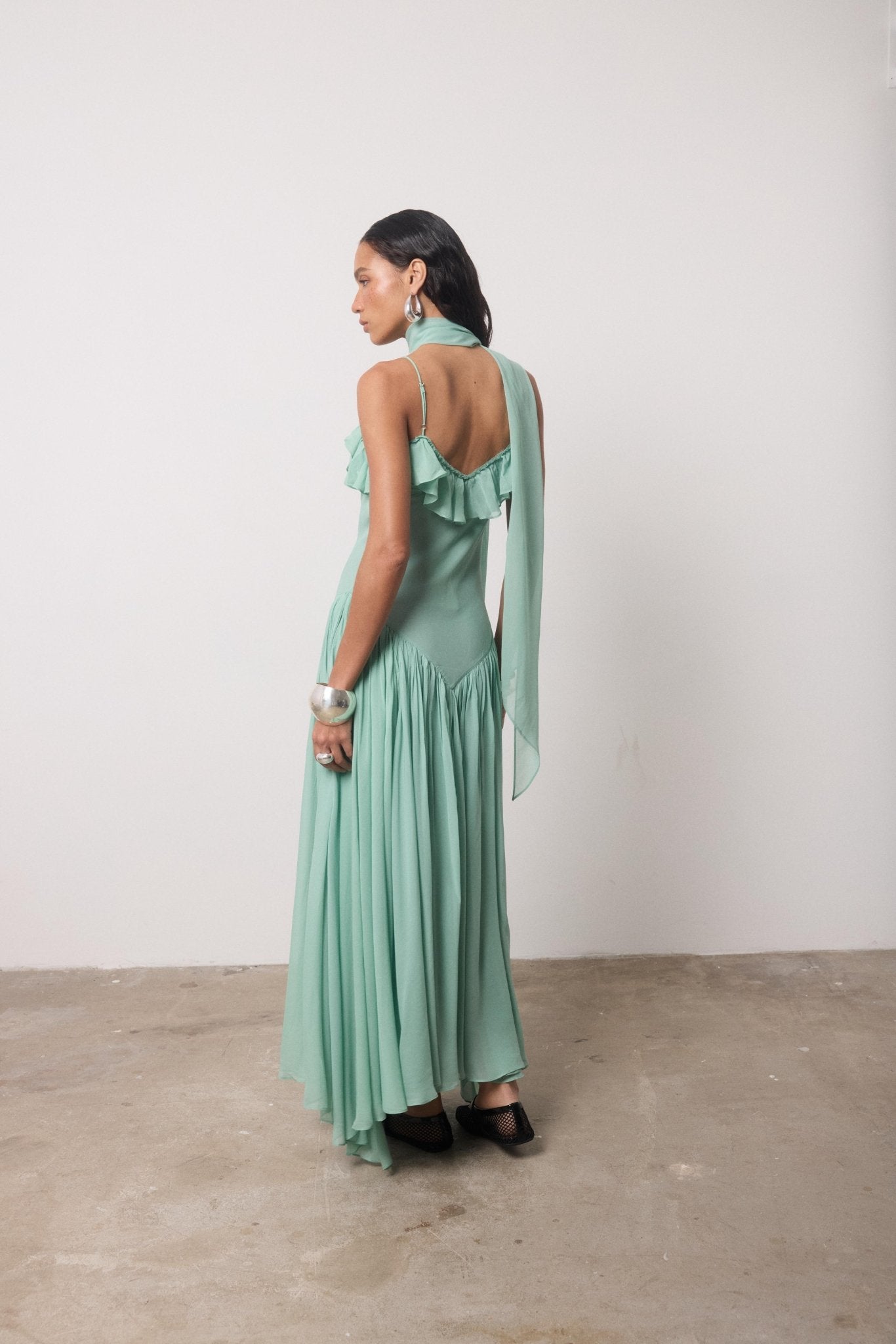 HARMATTAN MIDI DRESS IN SEA GEORGETTE - De La Vali