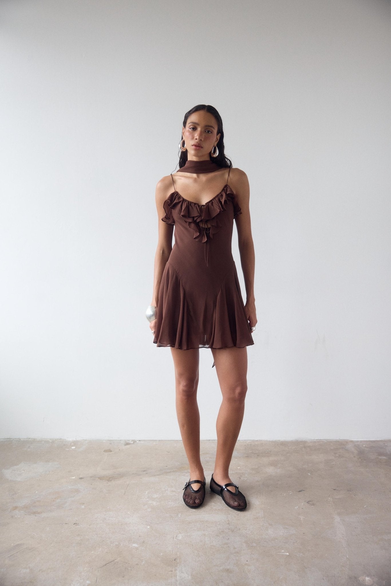 HARMATTAN MINI DRESS IN CEDAR GEORGETTE - De La Vali