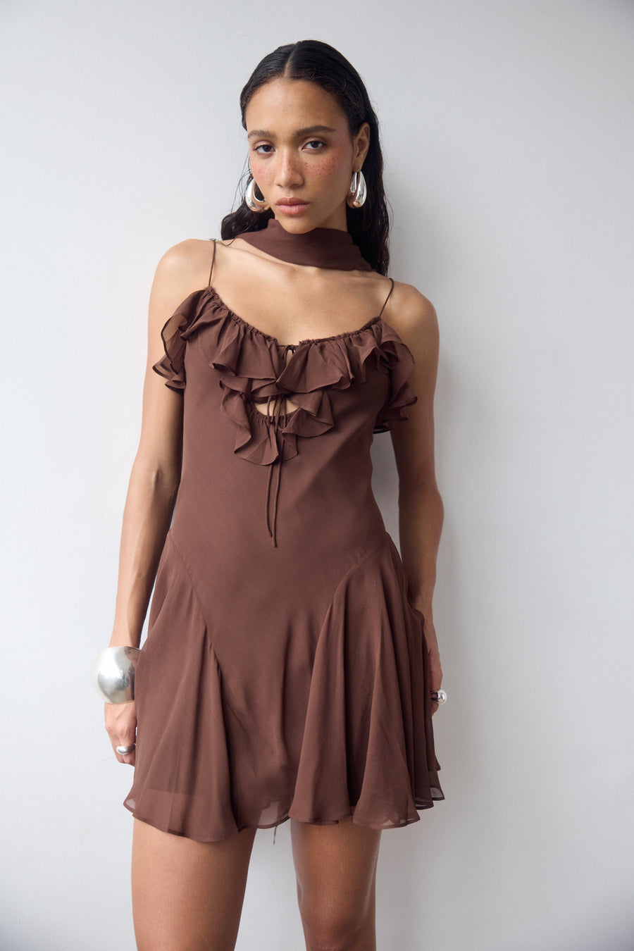 HARMATTAN MINI DRESS IN CEDAR GEORGETTE