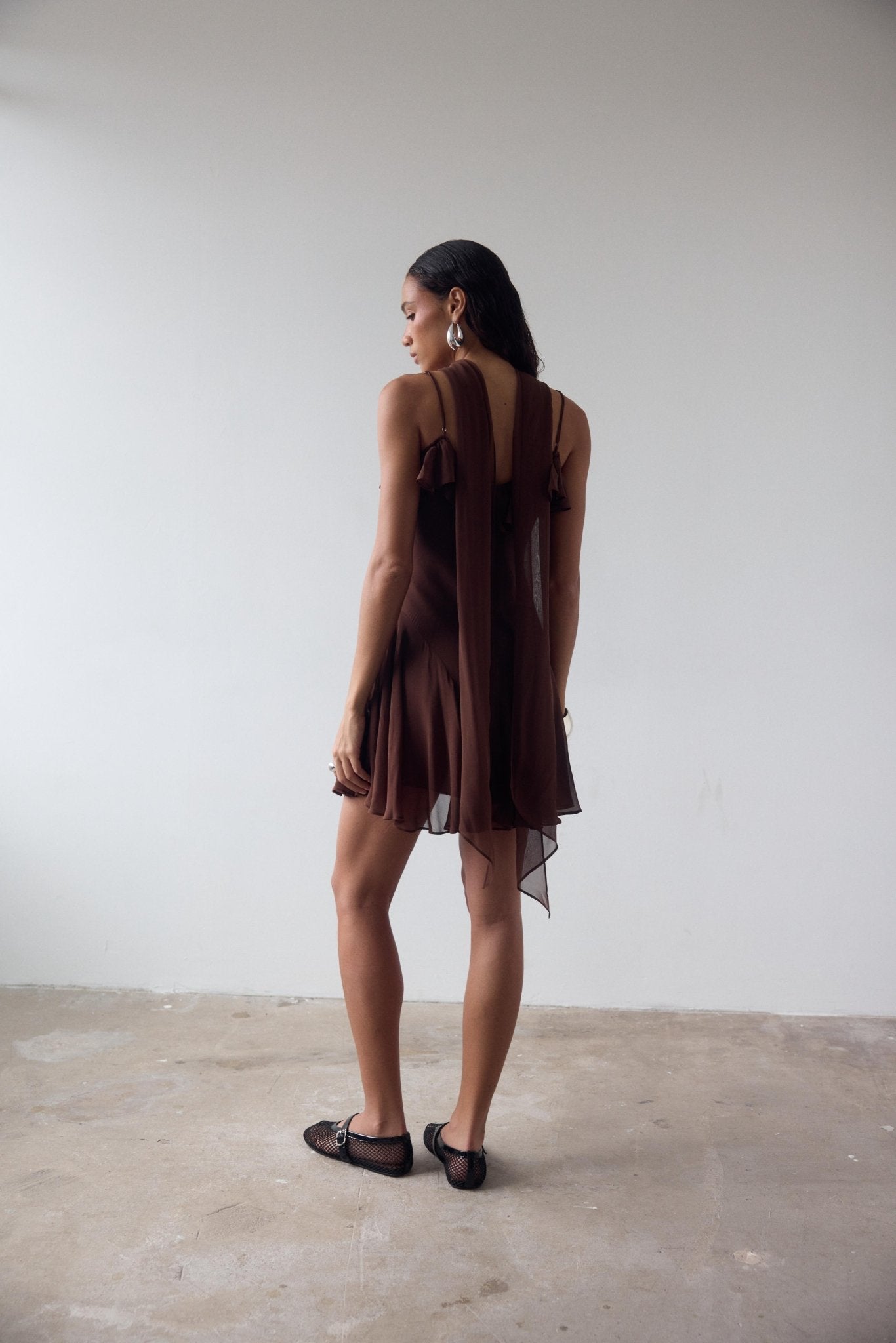 HARMATTAN MINI DRESS IN CEDAR GEORGETTE - De La Vali