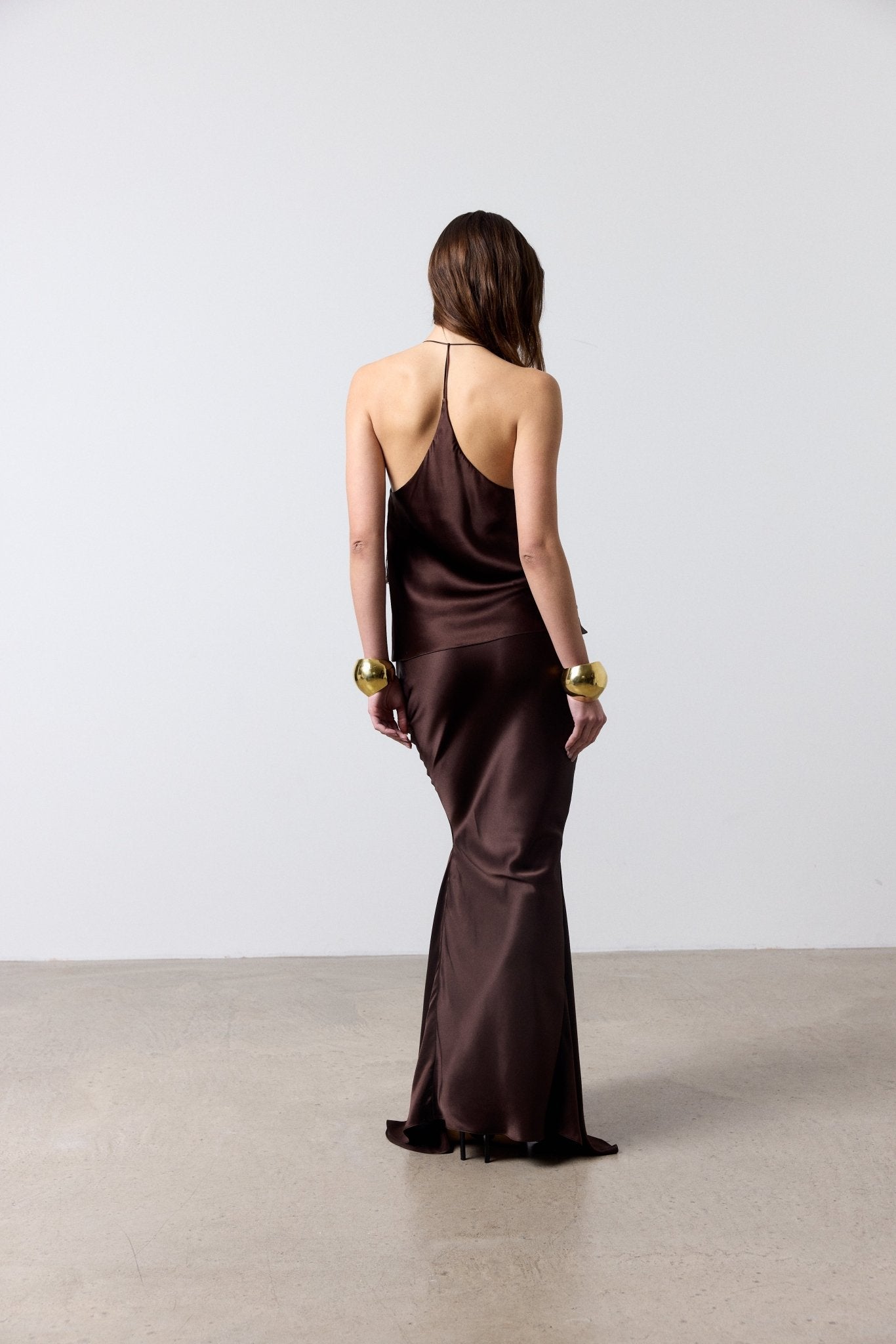 SUELO SKIRT IN CEDAR SILK SATIN - De La Vali