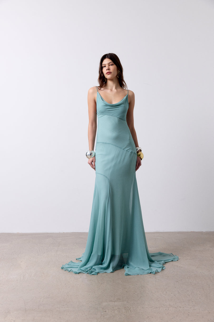 ATTICA MAXI DRESS IN SEA SILK CHIFFON