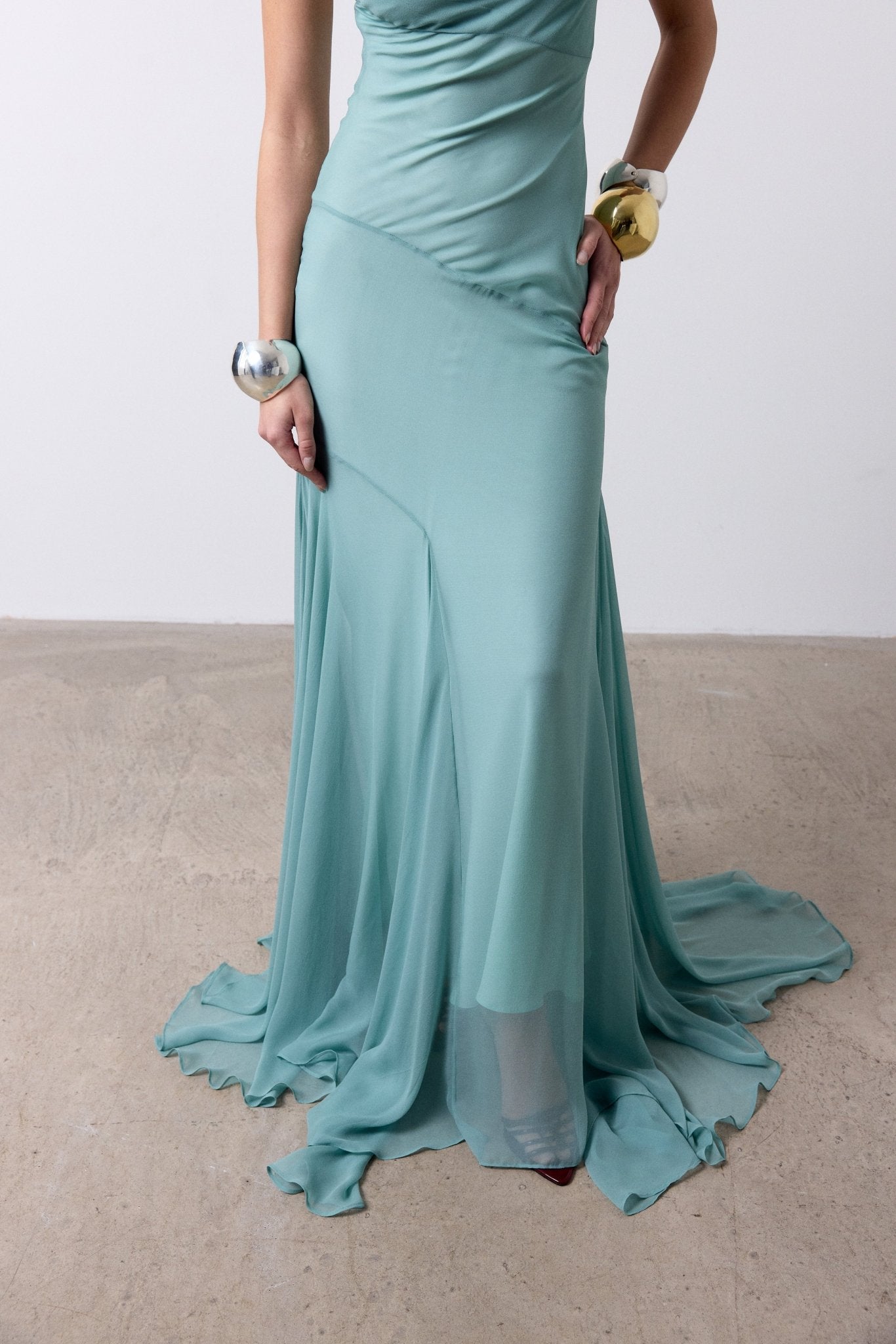 ATTICA MAXI DRESS IN SEA SILK CHIFFON - De La Vali