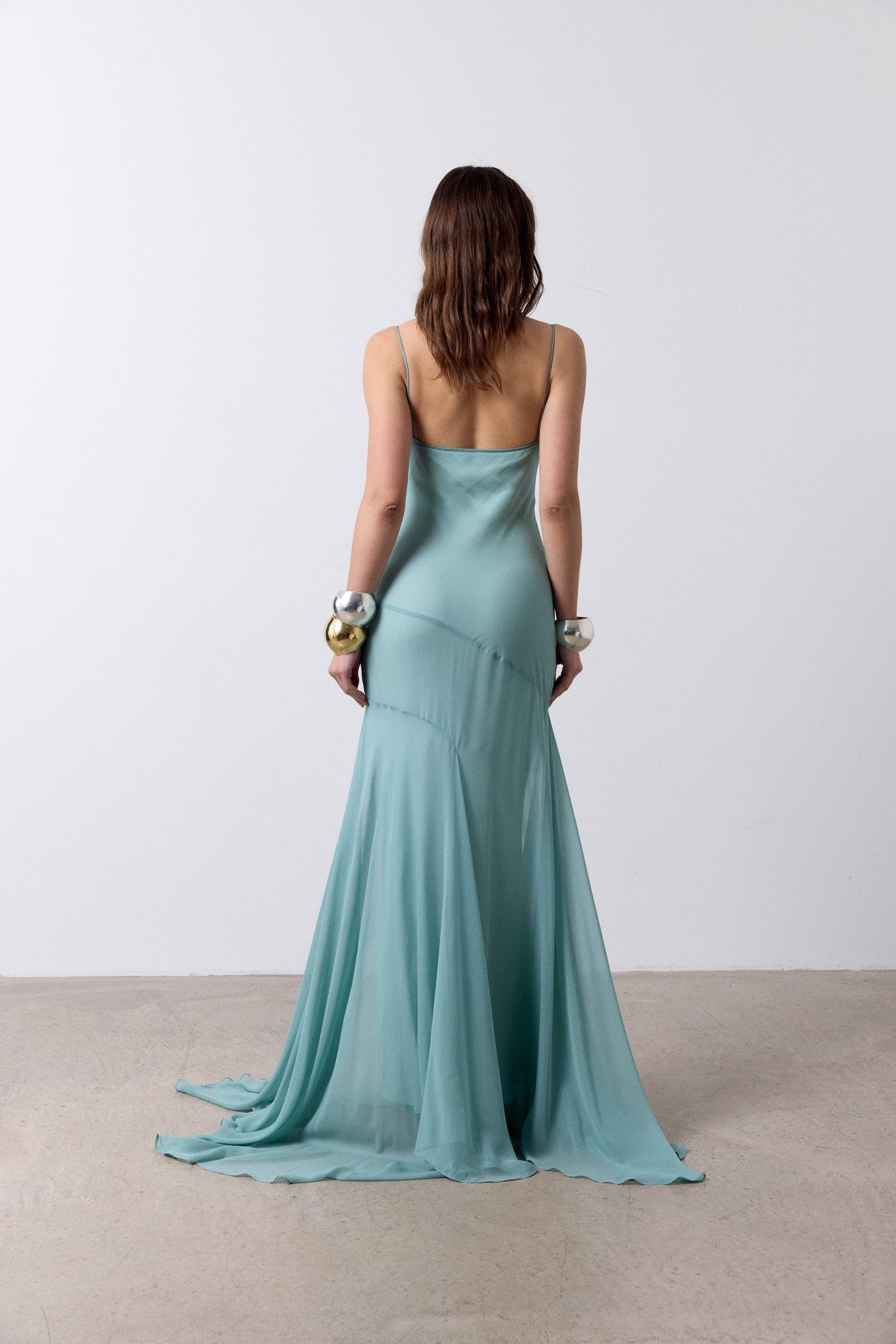 ATTICA MAXI DRESS IN SEA SILK CHIFFON - De La Vali