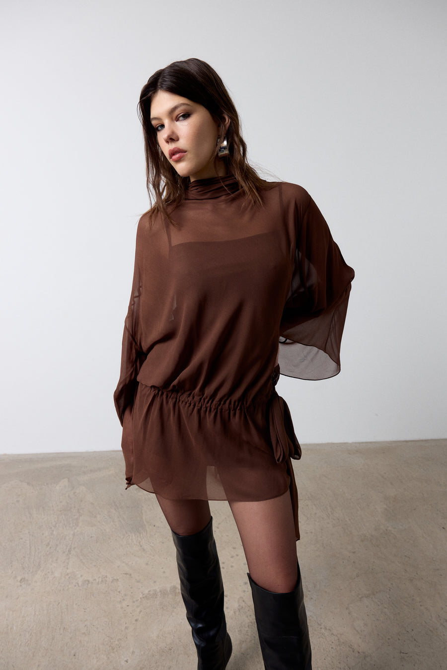 BAYAMO MINI DRESS IN CEDAR GEORGETTE