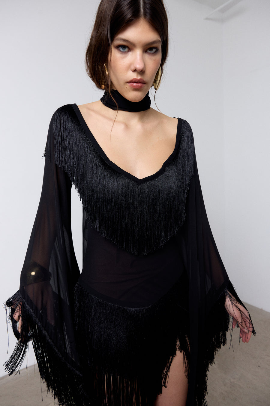 CRISTAL MINI DRESS IN BLACK CHIFFON