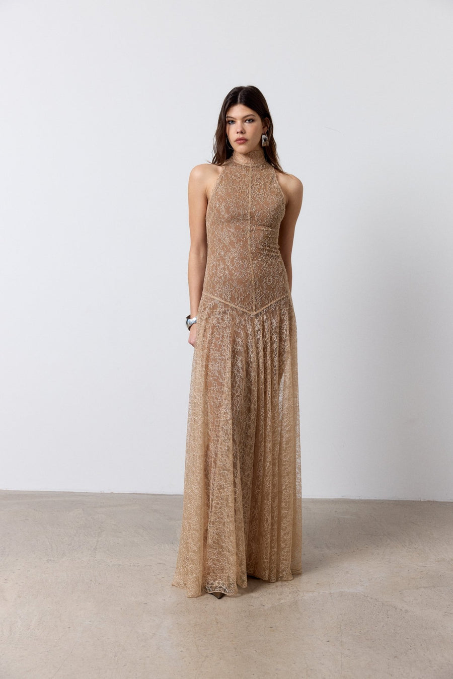 shell lace dress FOEHN MAXI DRESS IN SHELL LACE DE LA VALI OFFICIAL
