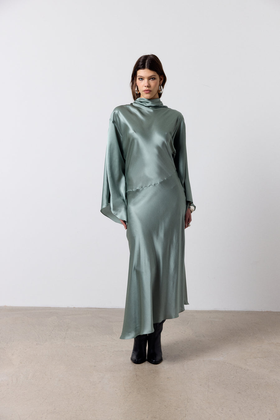 BAYAMO LONG DRESS IN SEA SILK SATIN