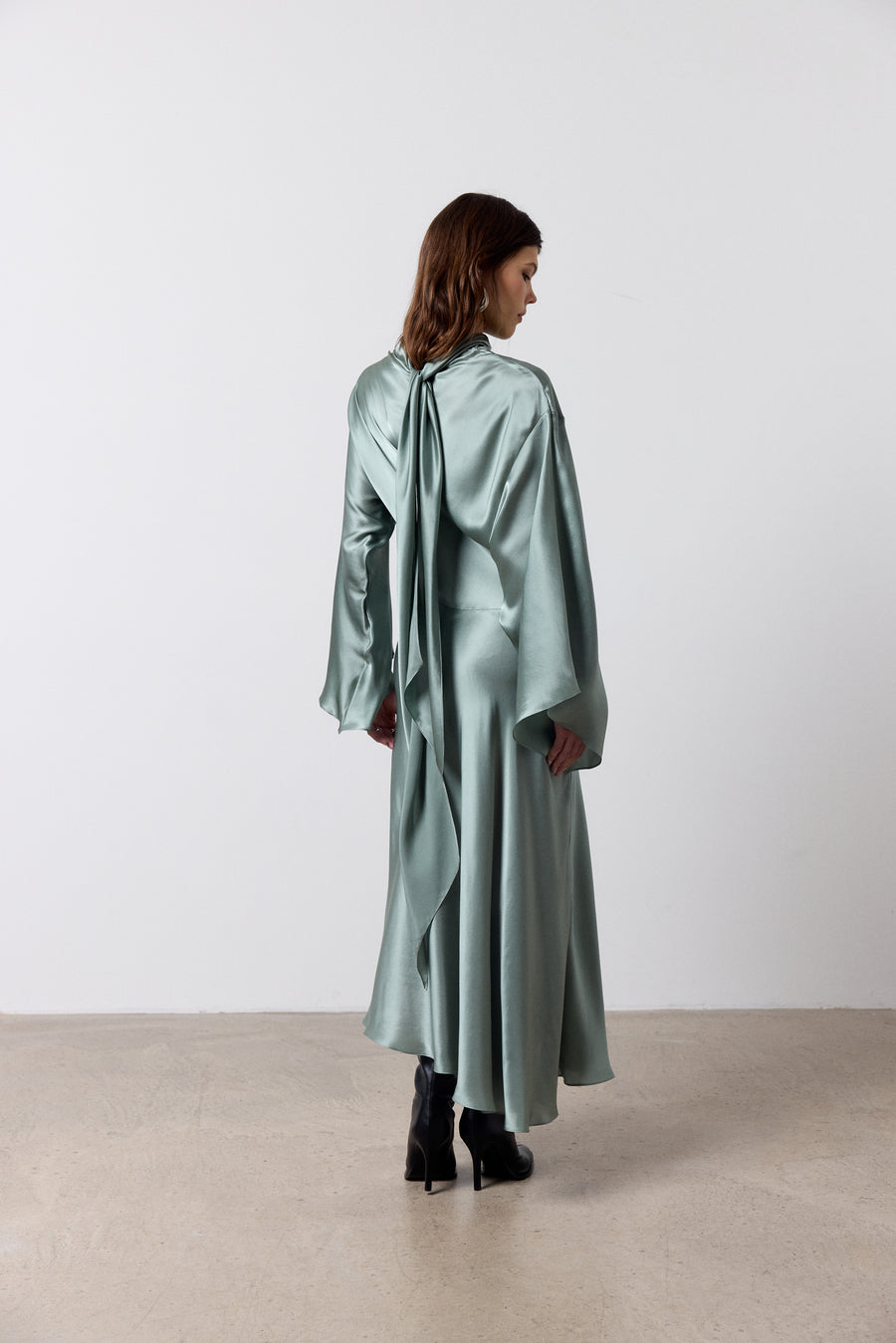 BAYAMO LONG DRESS IN SEA SILK SATIN
