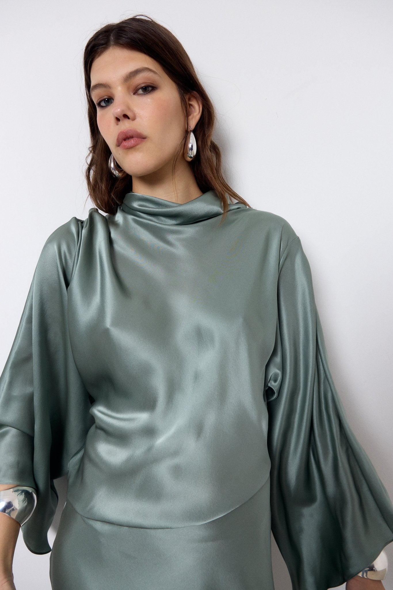 BAYAMO LONG DRESS IN SEA SILK SATIN - De La Vali