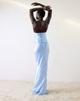 CLEODORA MAXI DRESS IN SKY SILK SATIN