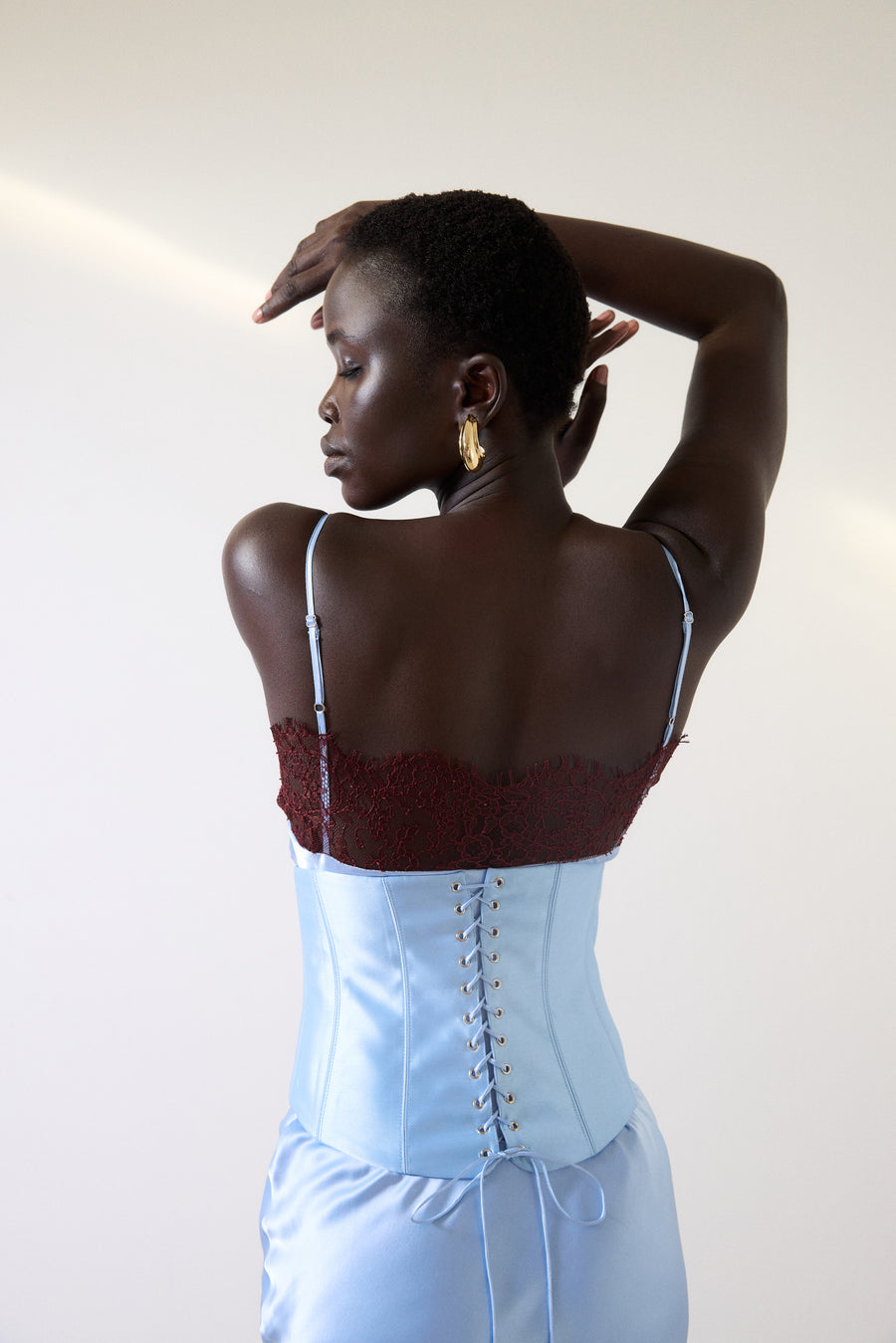 CLEODORA MAXI DRESS IN SKY SILK SATIN