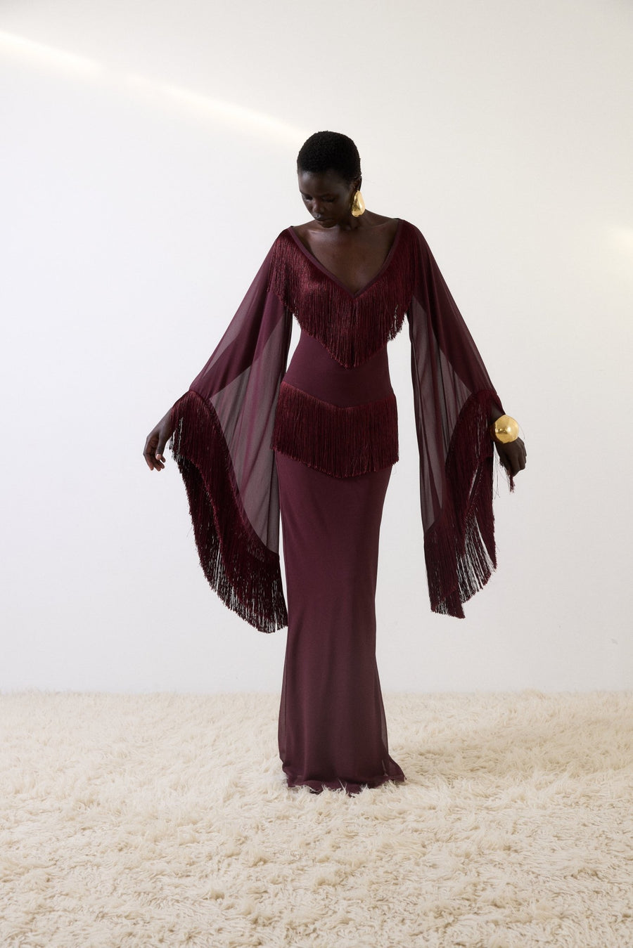 CRISTAL MAXI DRESS IN EARTH CHIFFON DE LA VALI OFFICIAL CRISTAL MAXI DRESS IN EARTH CHIFFON DE LA VALI OFFICIAL