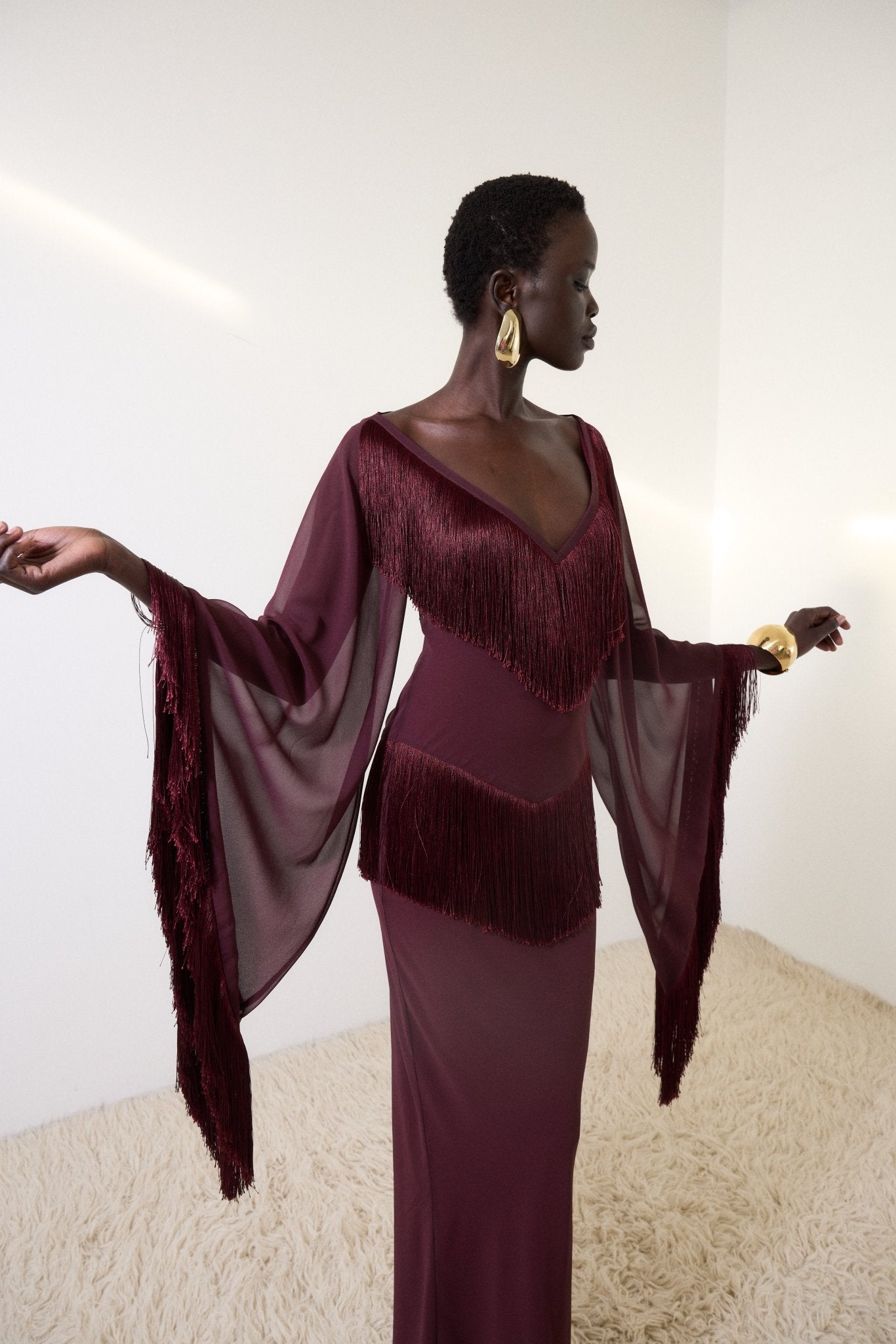 CRISTAL MAXI DRESS IN EARTH CHIFFON - De La Vali