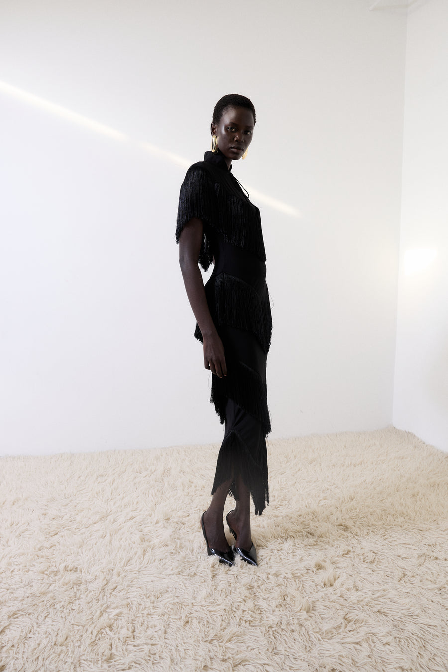 TELLUS MIDI DRESS IN POLY CHIFFON