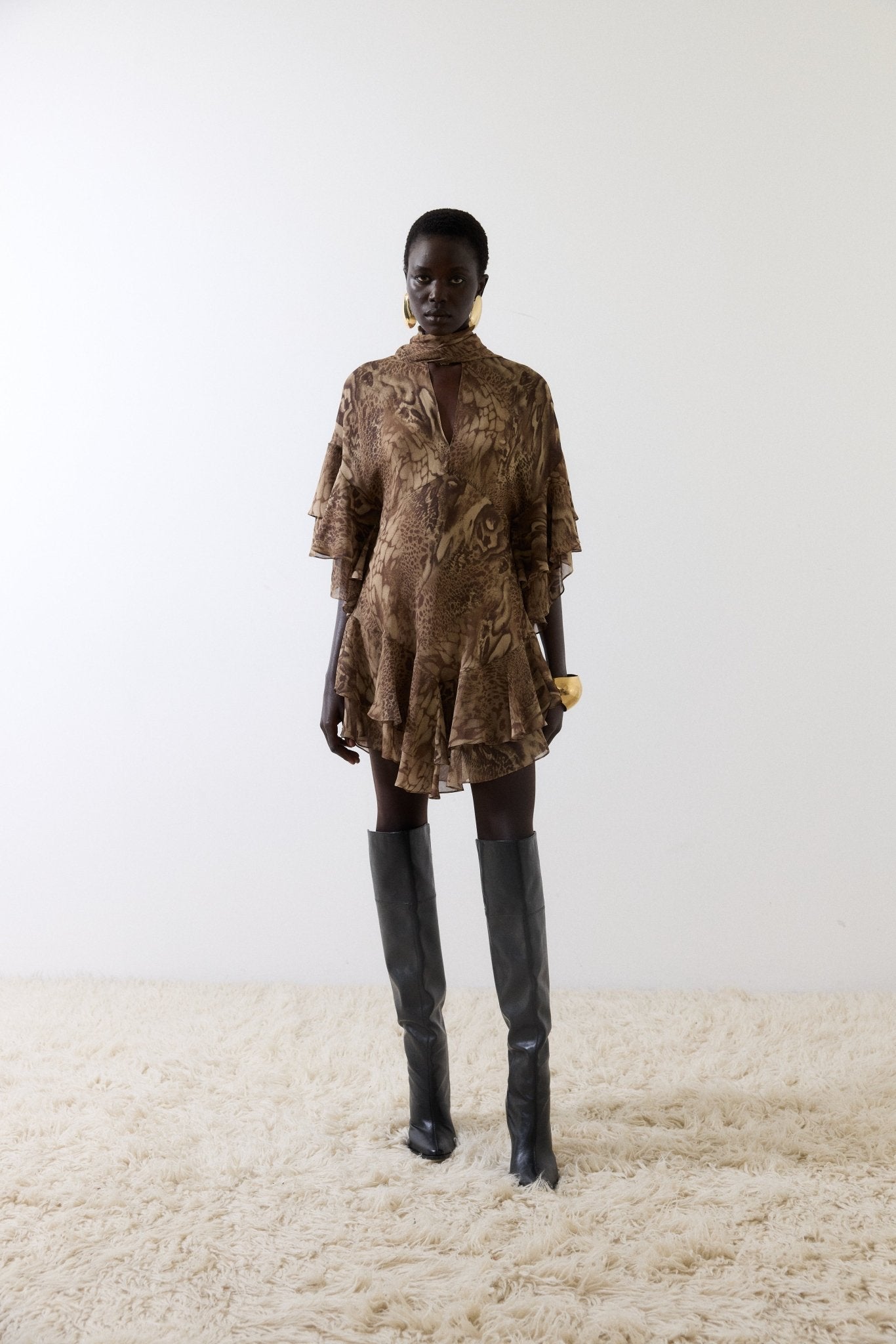 SOL MINI DRESS IN GUEPARDO GEORGETTE CHIFFON - De La Vali