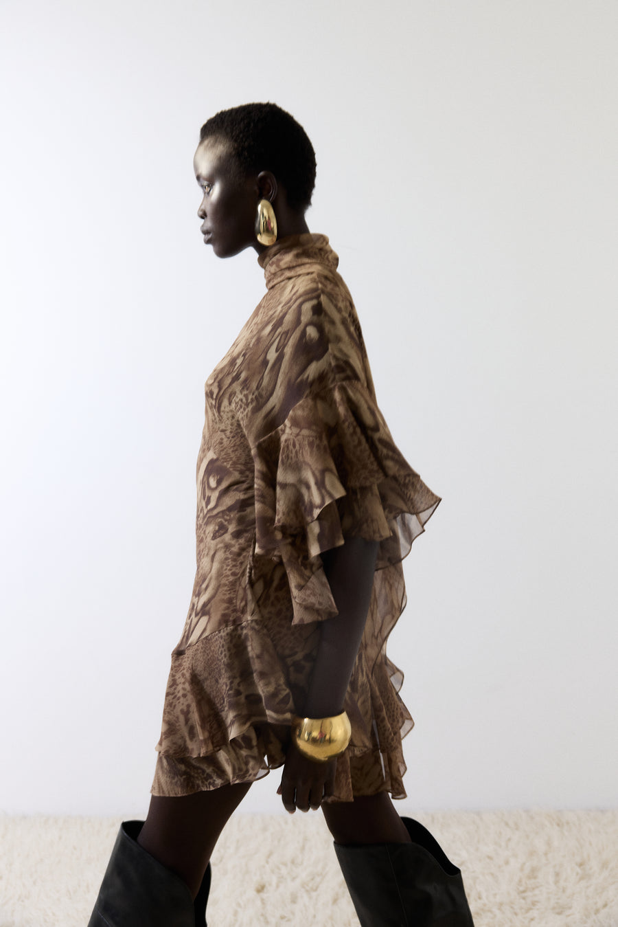 SOL MINI DRESS IN GUEPARDO GEORGETTE CHIFFON