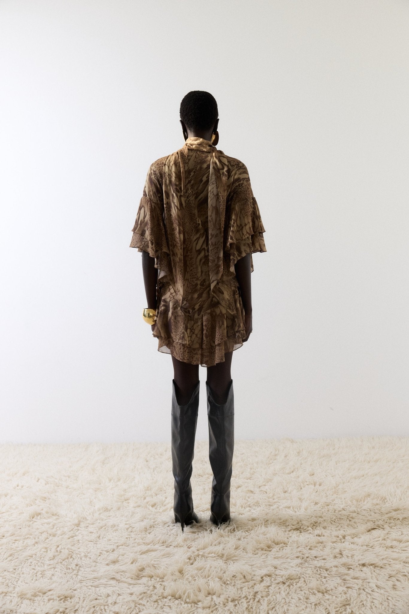 SOL MINI DRESS IN GUEPARDO GEORGETTE CHIFFON - De La Vali