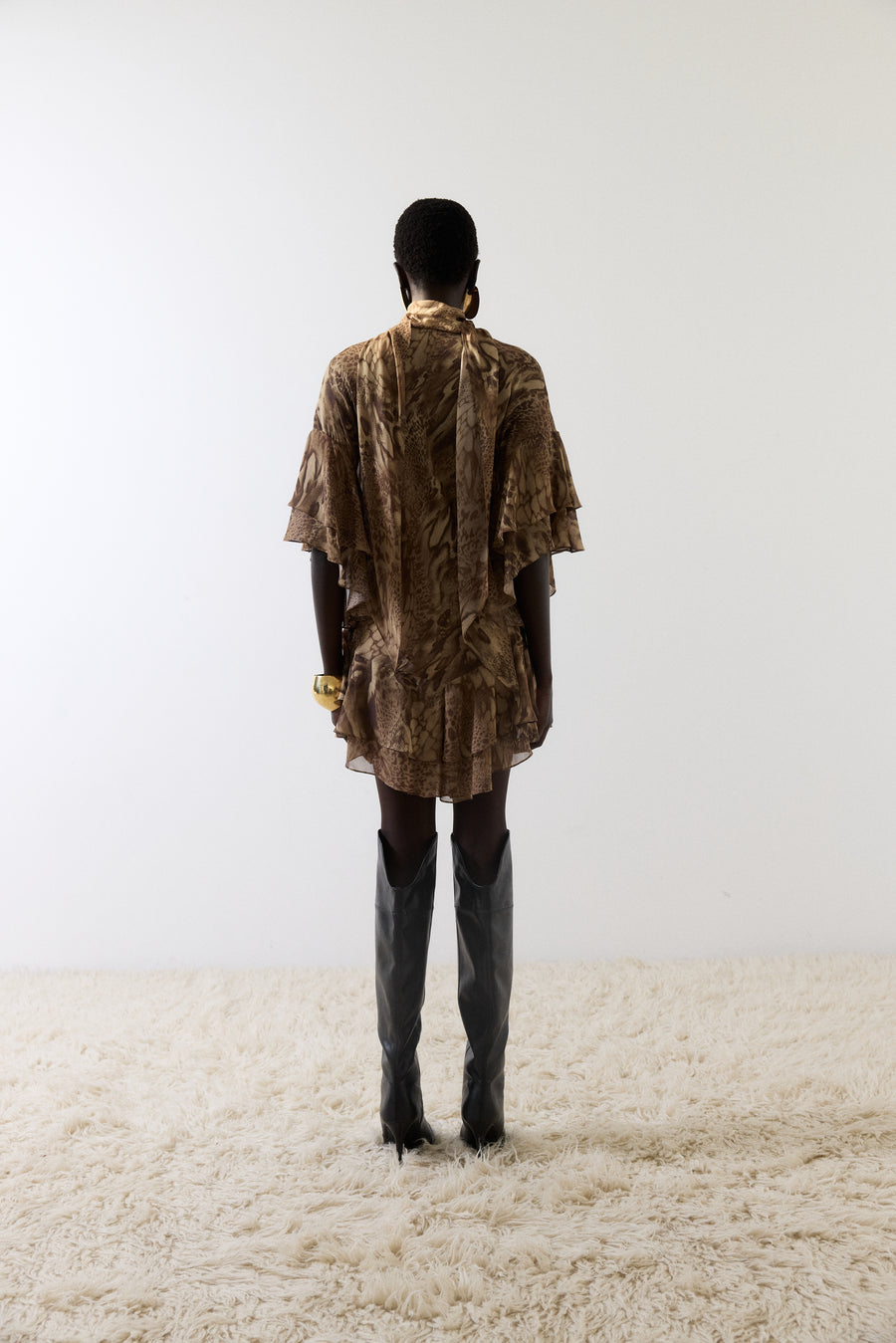 SOL MINI DRESS IN GUEPARDO GEORGETTE CHIFFON