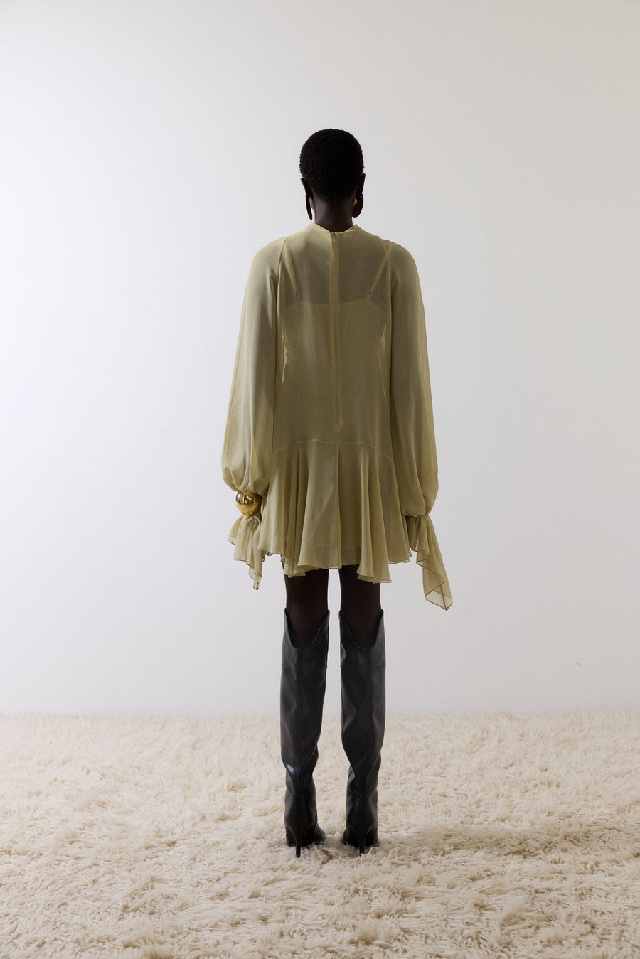 TERRAN MINI DRESS IN SAND GEORGETTE CHIFFON