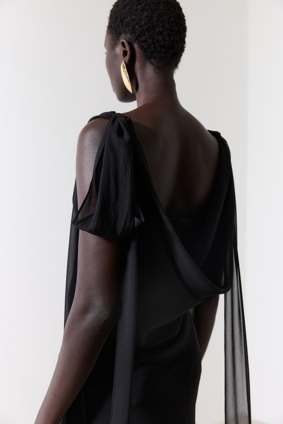 MISTRAL MINI DRESS IN BLACK CHIFFON & LACE