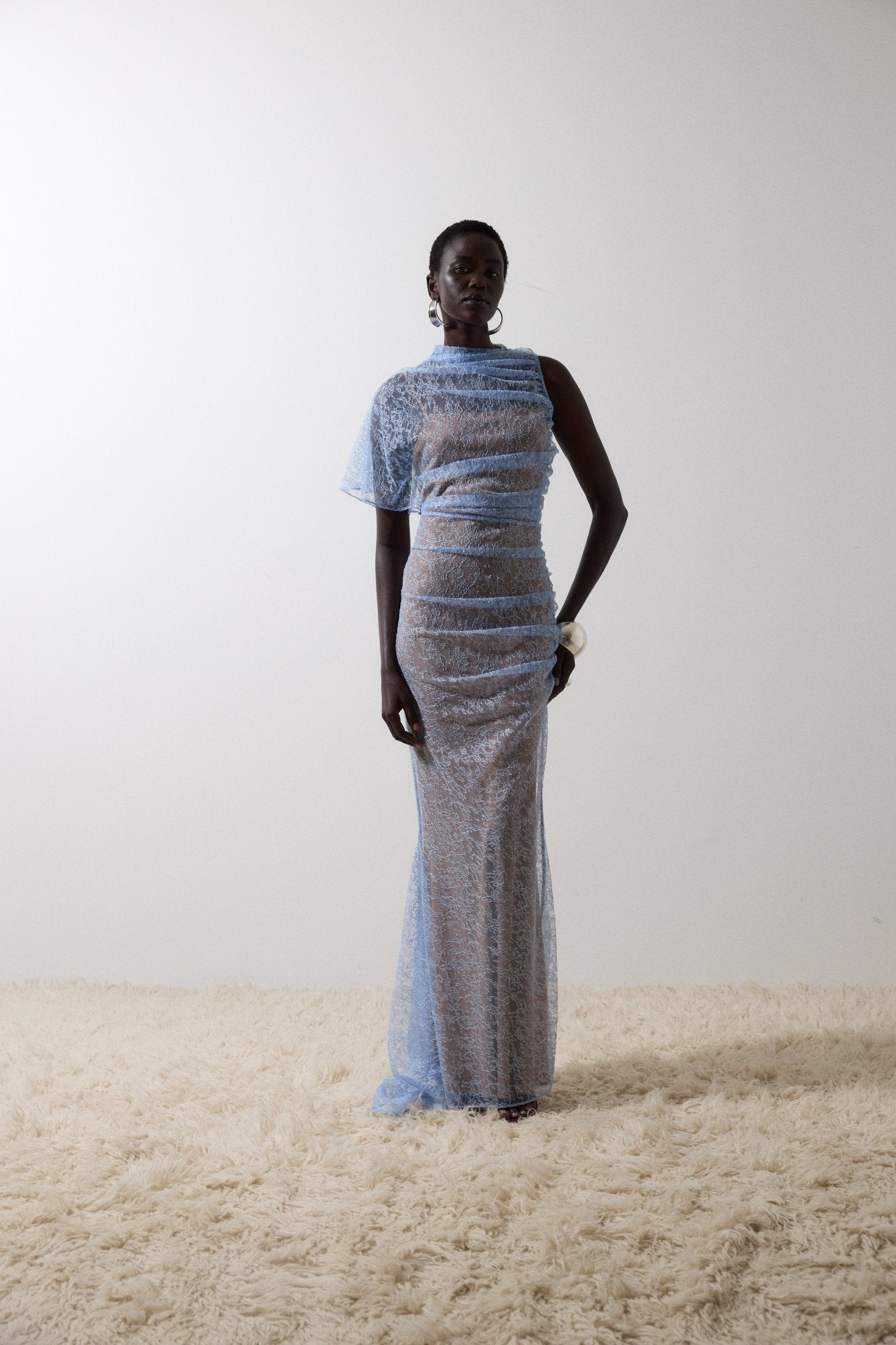 LUCHO MAXI DRESS IN SKY LACE - De La Vali