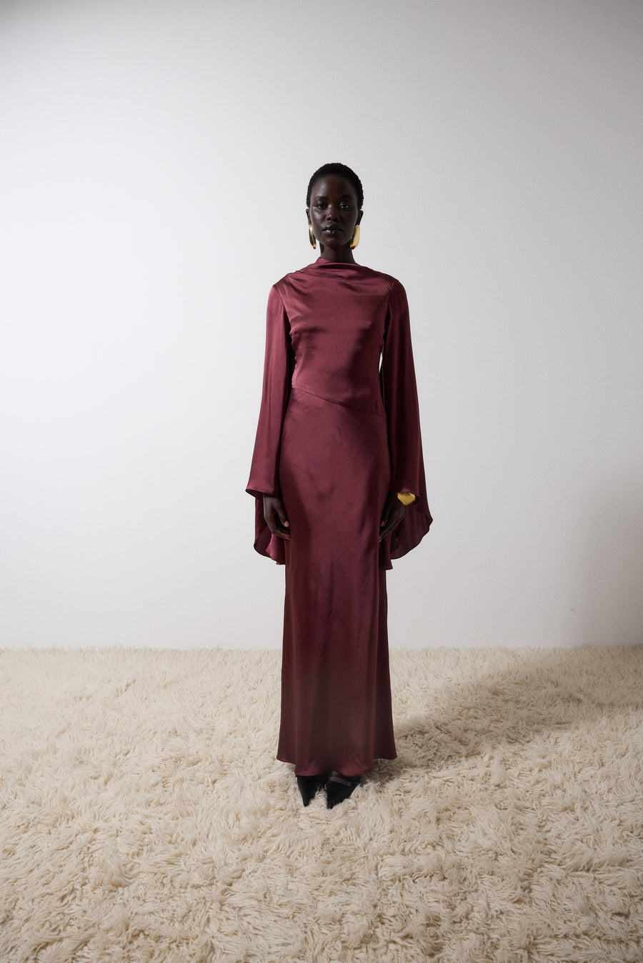ONDAS MAXI DRESS IN SILK SATIN