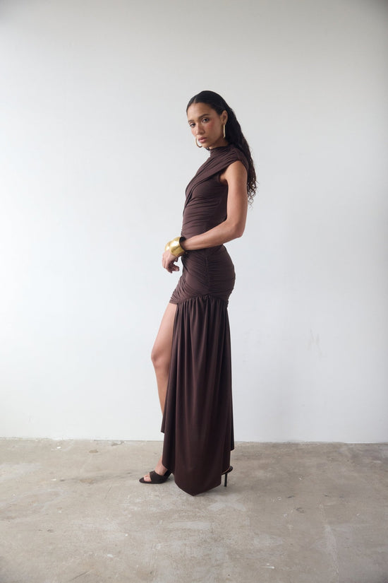 DE LA VALI ravenna mini dress In Brown Jersey