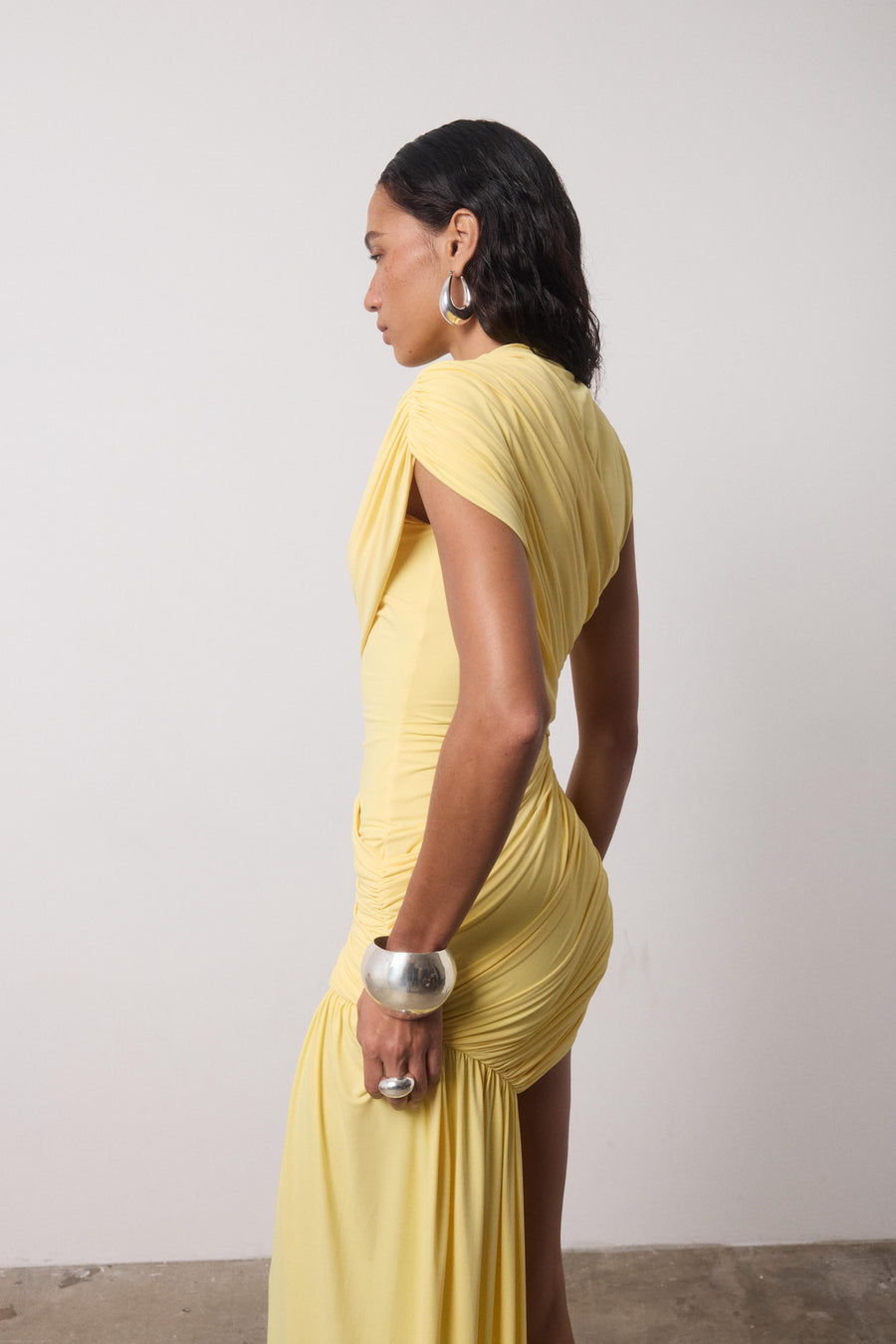 RAVENNA MINI DRESS IN BABY YELLOW JERSEY