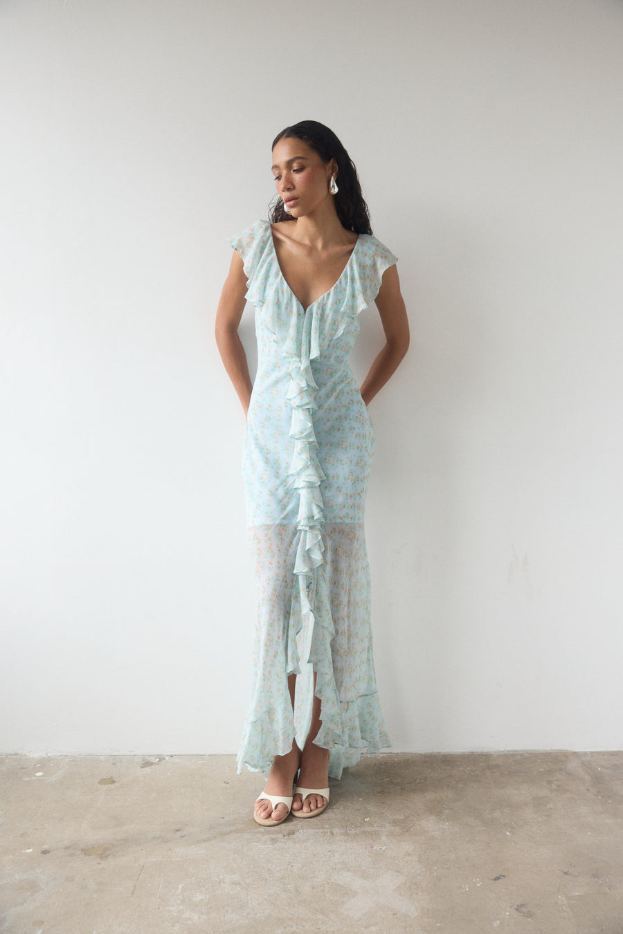 SOLEIL CHIFFON MAXI DRESS IN SPRING BLOOM FLORAL