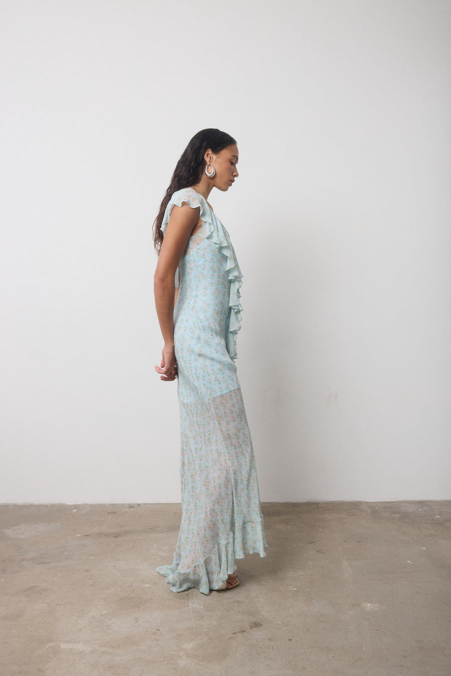 SOLEIL CHIFFON MAXI DRESS IN SPRING BLOOM FLORAL