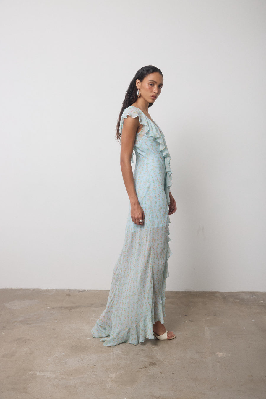 SOLEIL CHIFFON MAXI DRESS IN SPRING BLOOM FLORAL