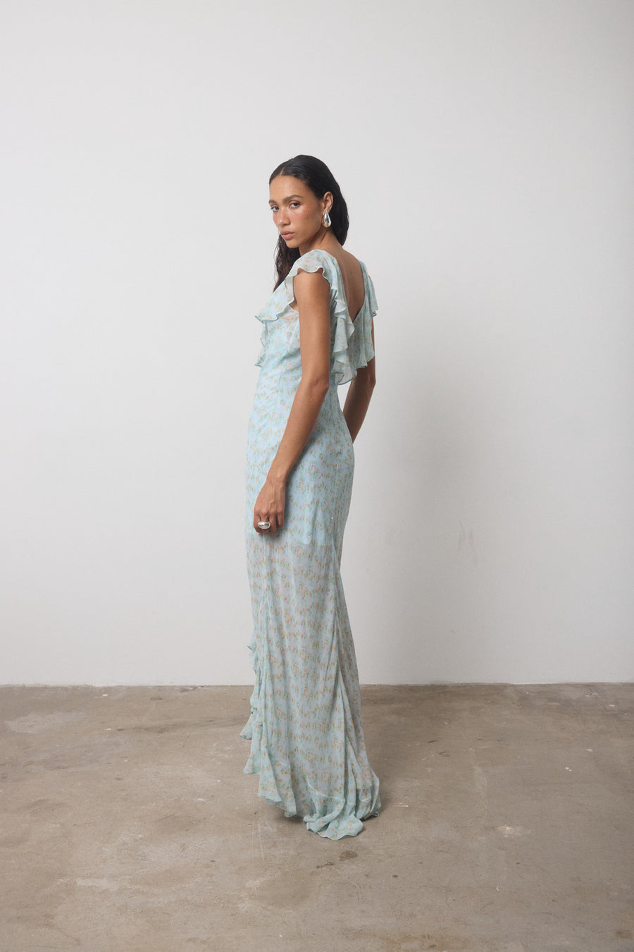 SOLEIL CHIFFON MAXI DRESS IN SPRING BLOOM FLORAL