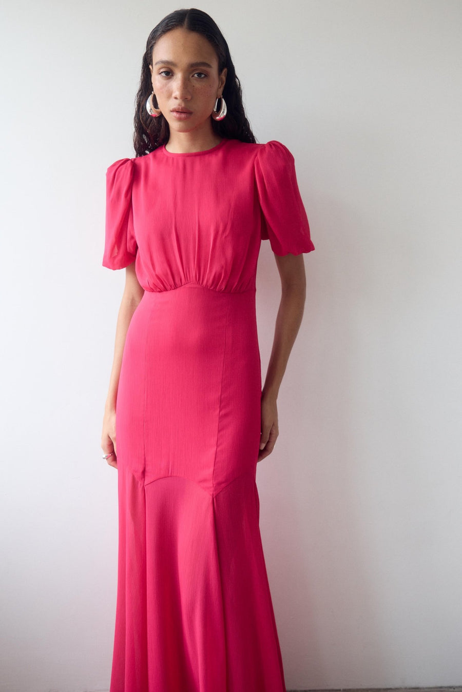 de la vali pink dress ESPERANZA LONG DRESS IN BALLET SILK SATIN DE LA VALI OFFICIAL