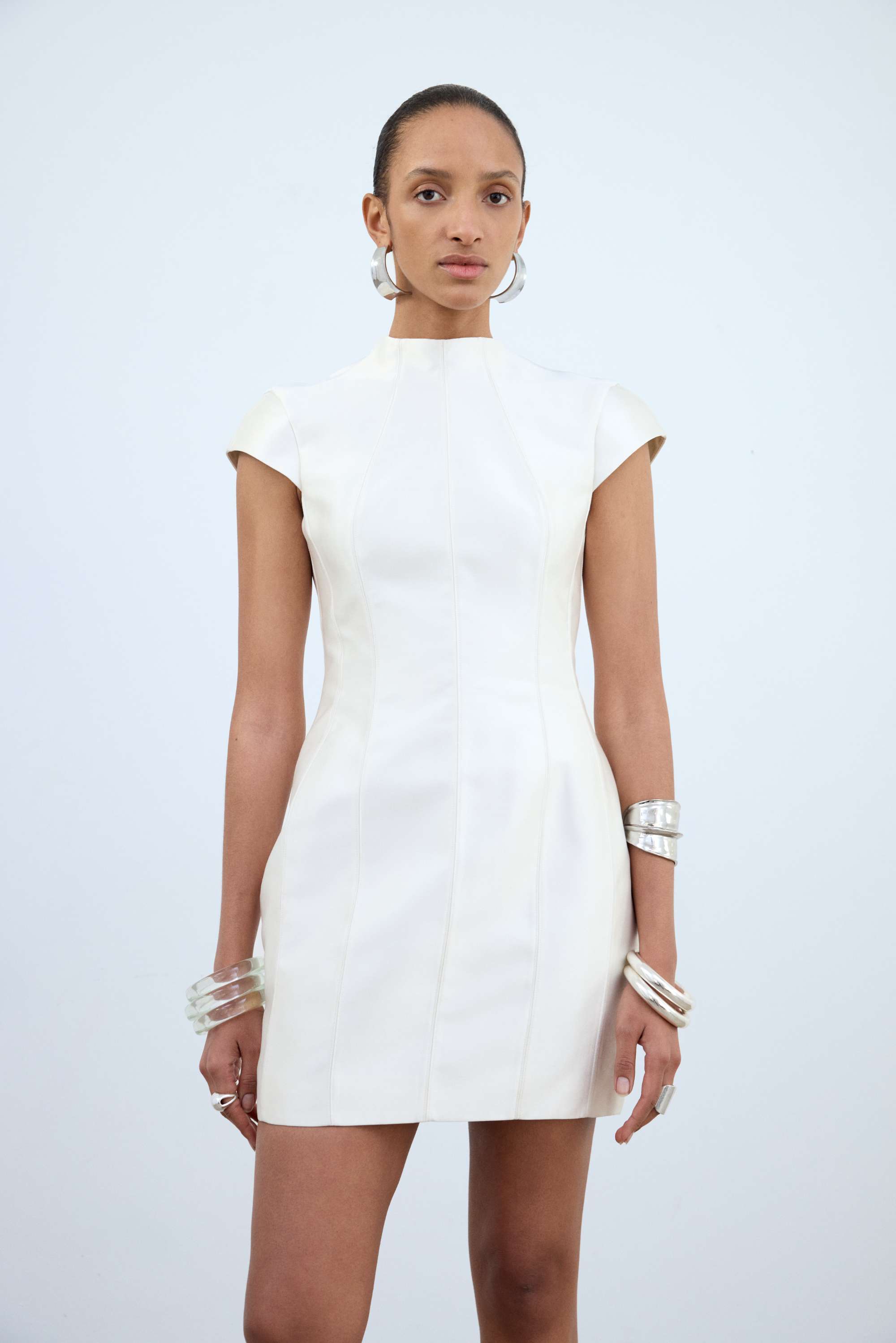 ZENA MINI DRESS IN IVORY TWILL - De La Vali