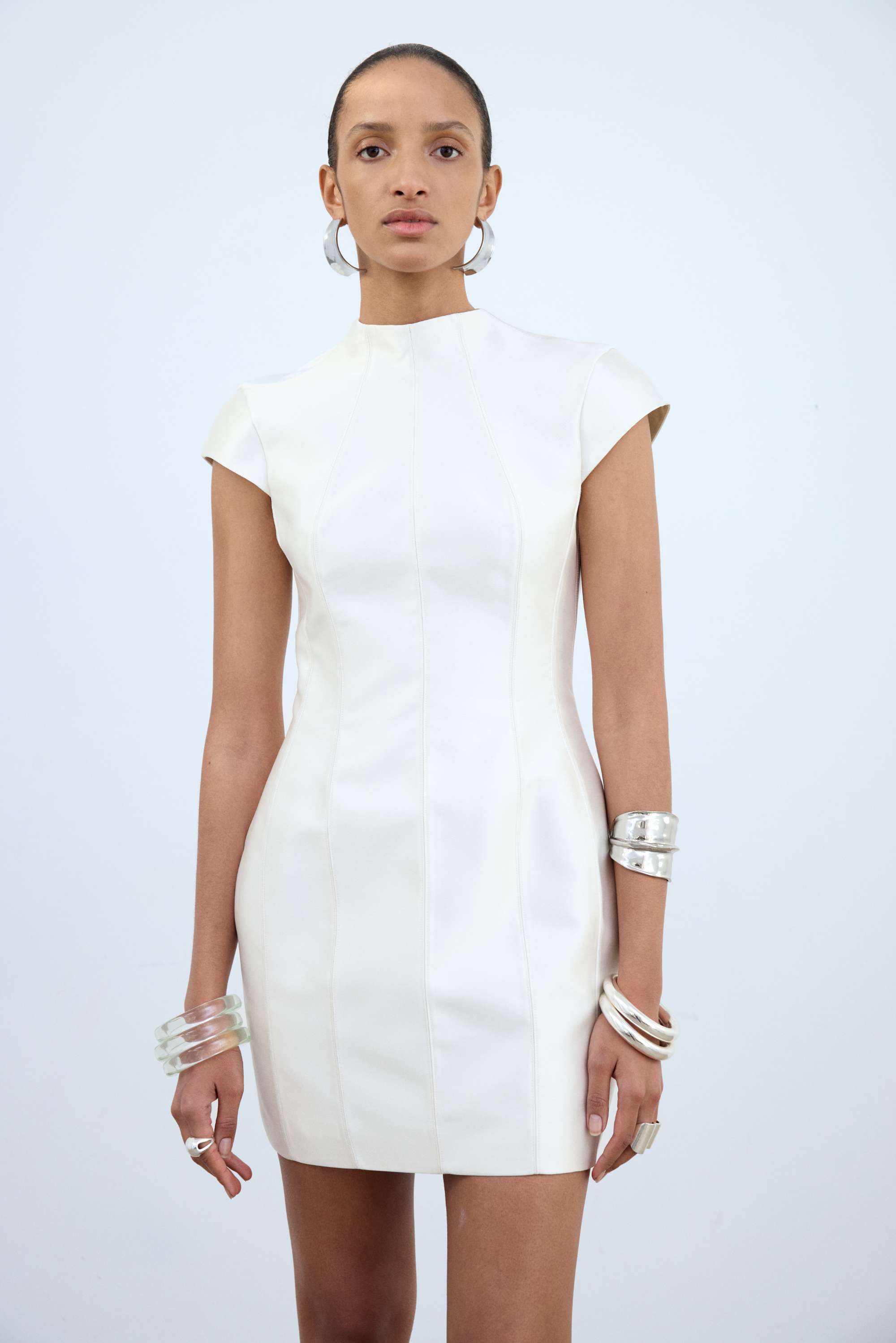 ZENA MINI DRESS IN IVORY TWILL - De La Vali