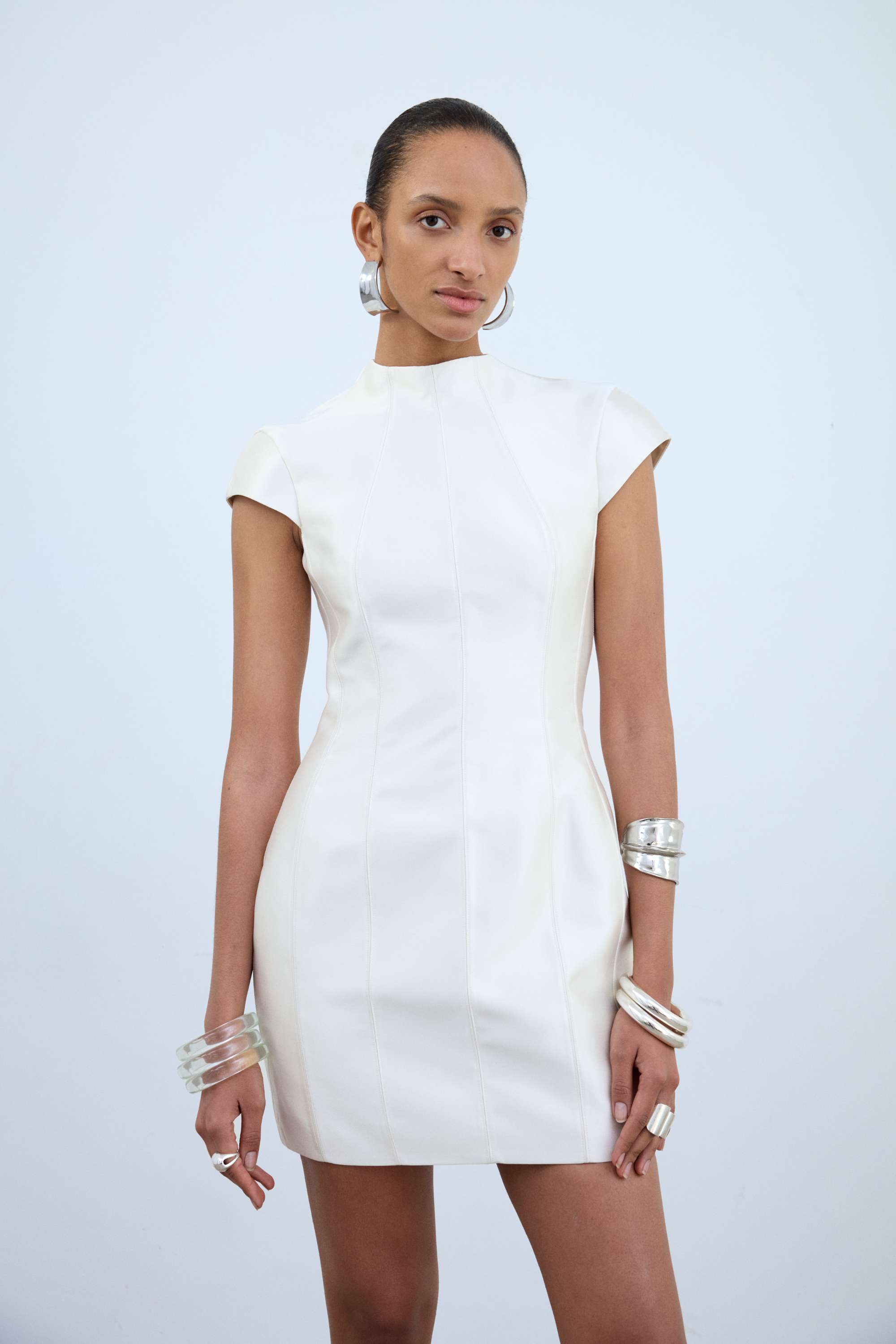 ZENA MINI DRESS IN IVORY TWILL - De La Vali