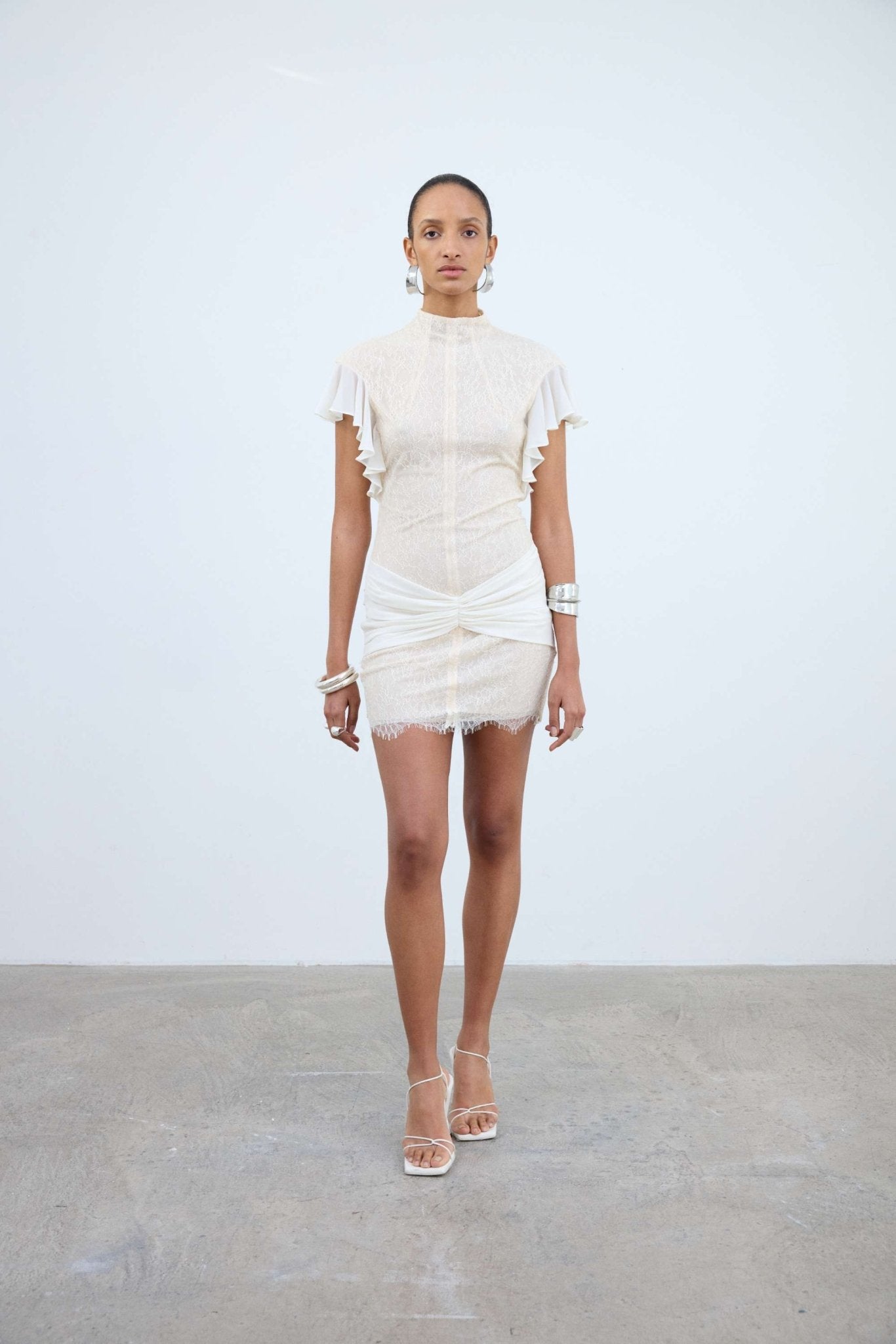 NOOR MINI DRESS IN IVORY LACE - De La Vali