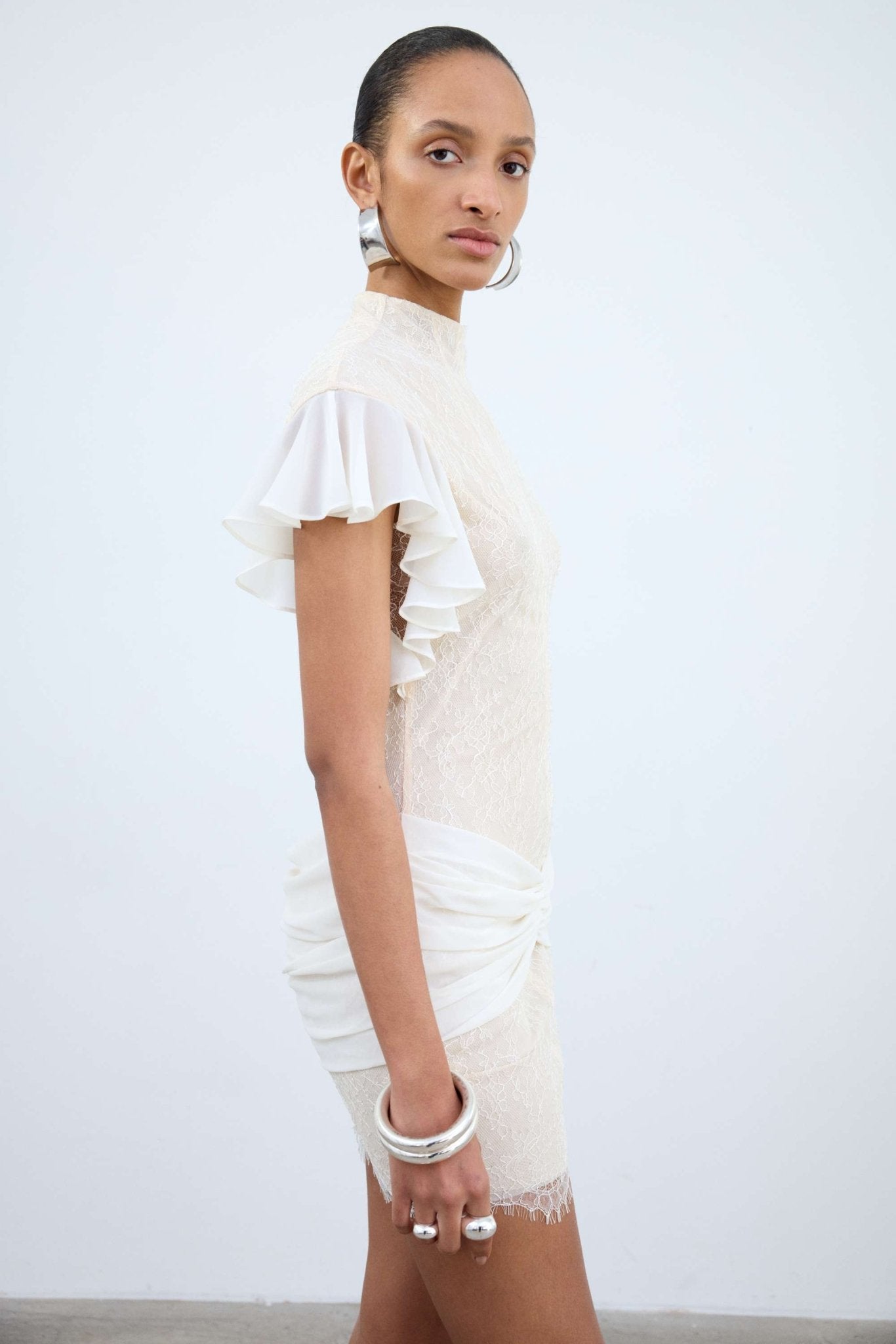 NOOR MINI DRESS IN IVORY LACE - De La Vali