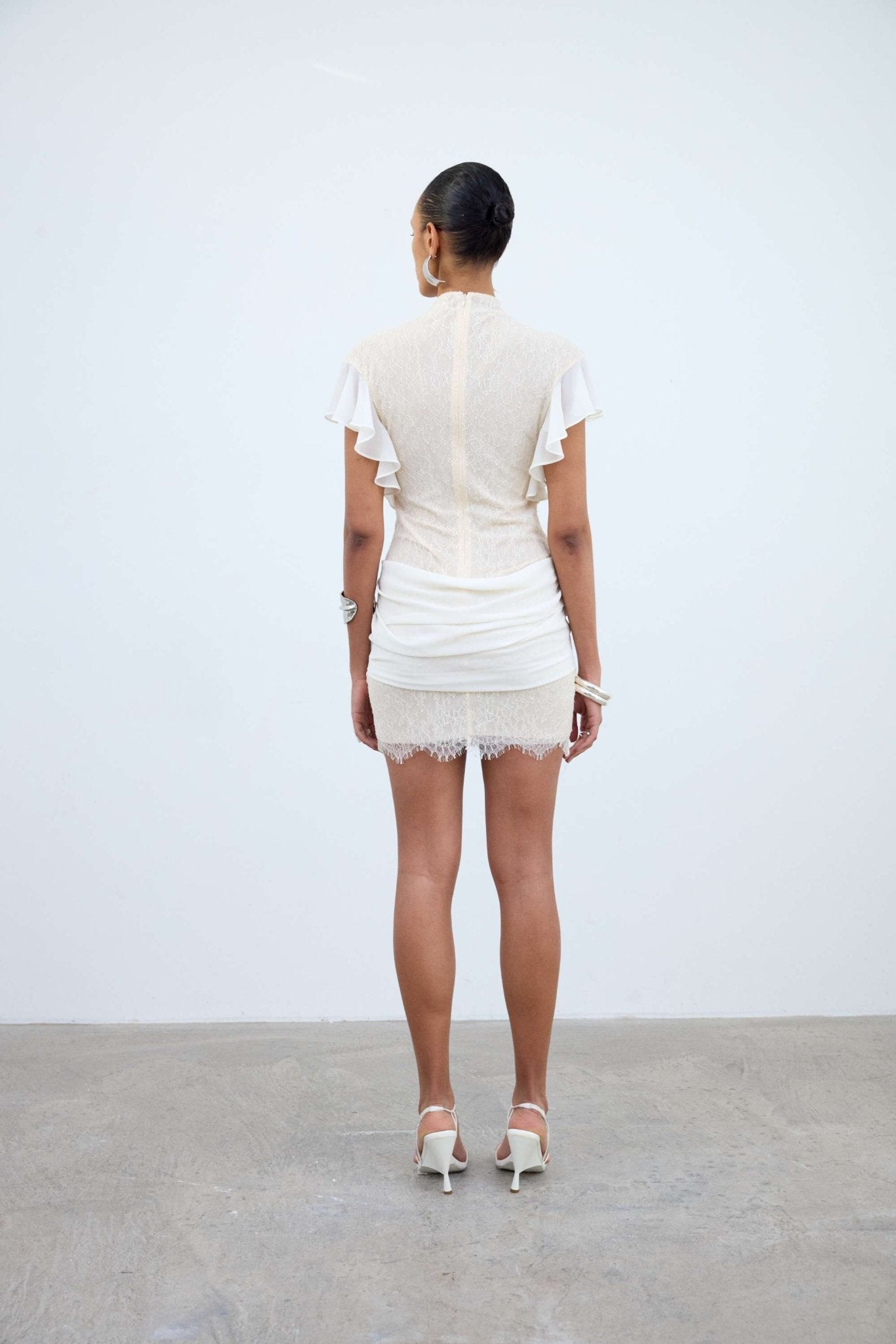 NOOR MINI DRESS IN IVORY LACE - De La Vali