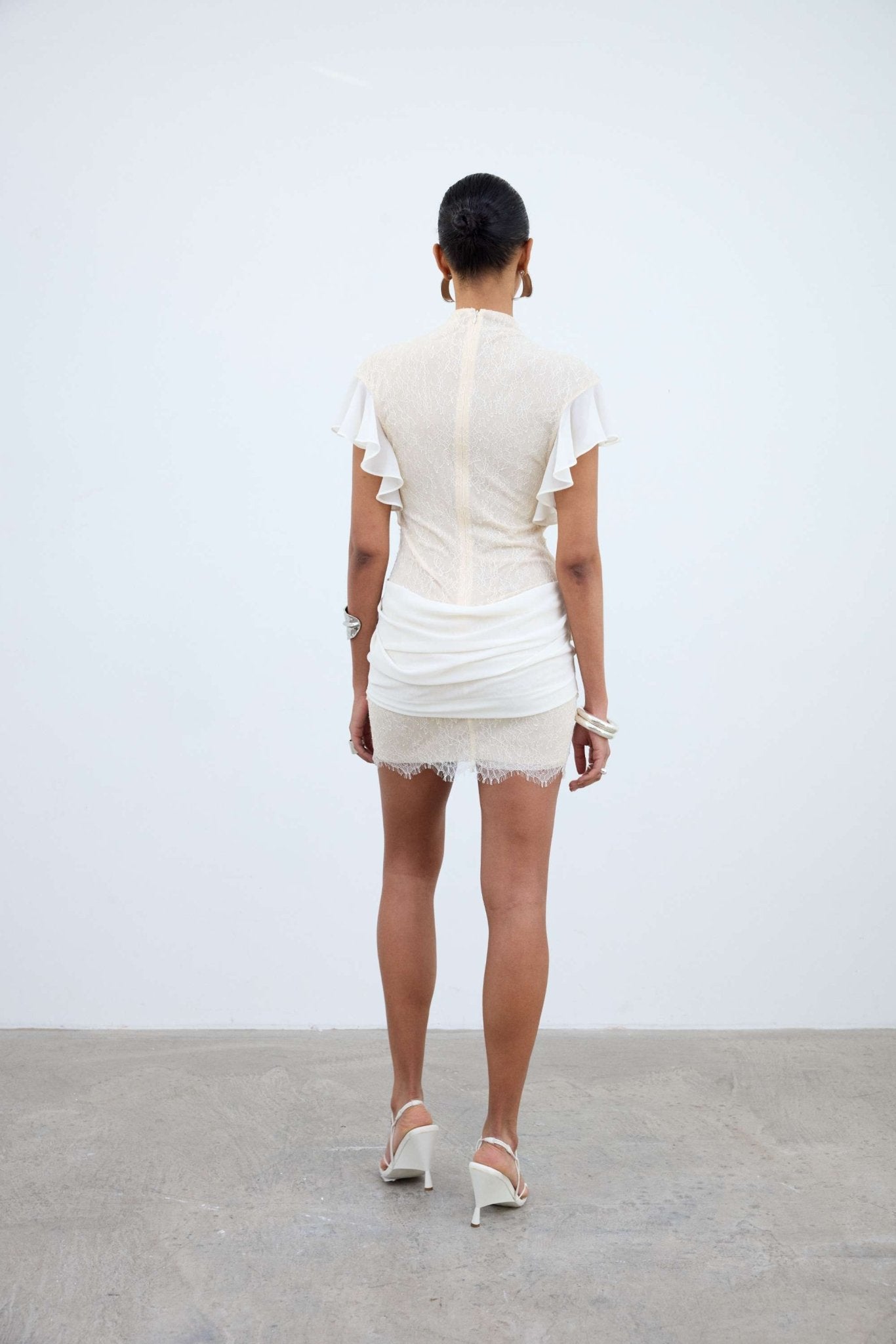 NOOR MINI DRESS IN IVORY LACE - De La Vali